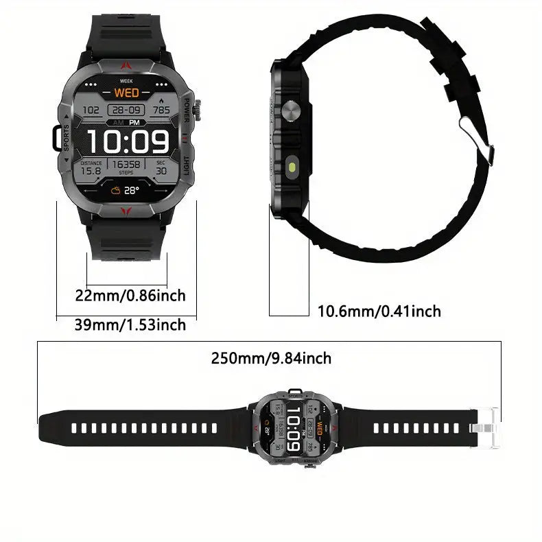 LIGE Men’s Smartwatch – 2.01’’ Large Screen with Flashlight Weather Alerts - TWS