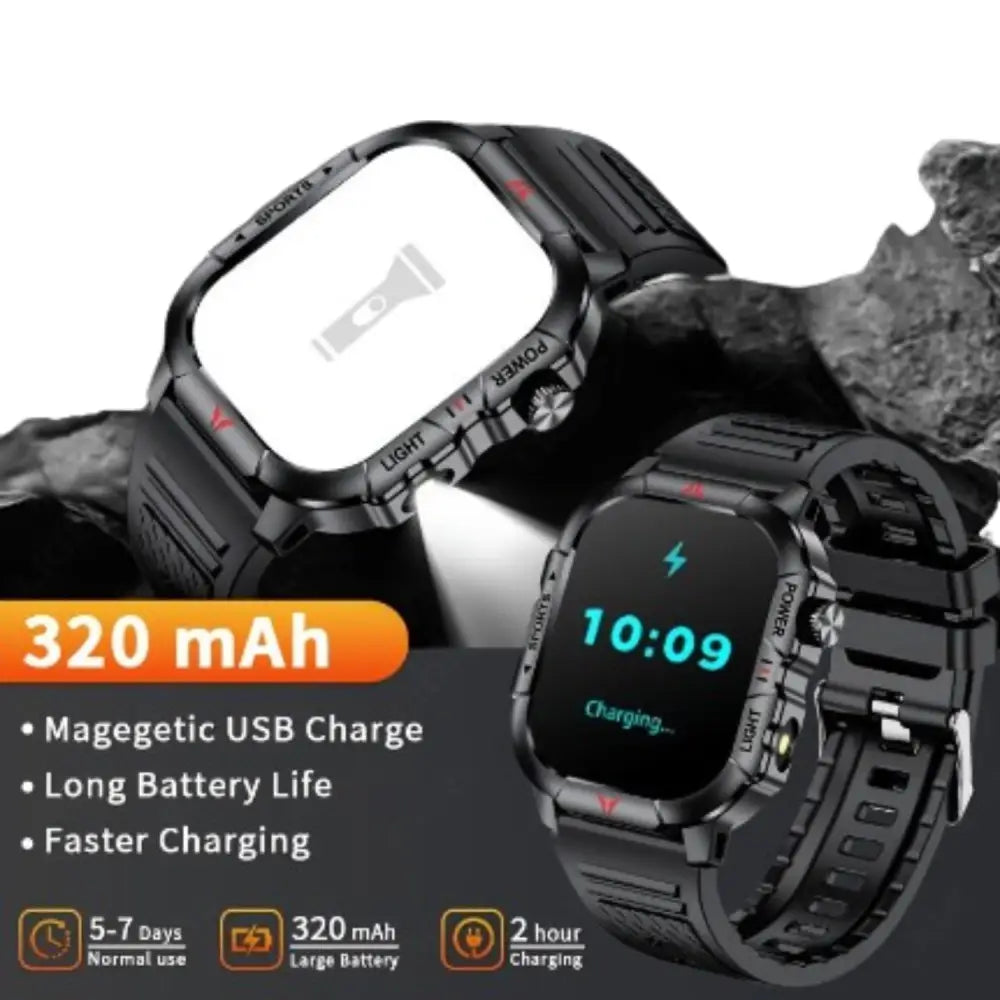 LIGE Men’s Smartwatch – 2.01’’ Large Screen with Flashlight Weather Alerts - TWS