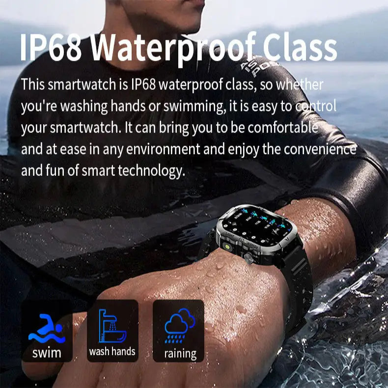 LIGE Men’s Smartwatch – 2.01’’ Large Screen with Flashlight Weather Alerts - TWS
