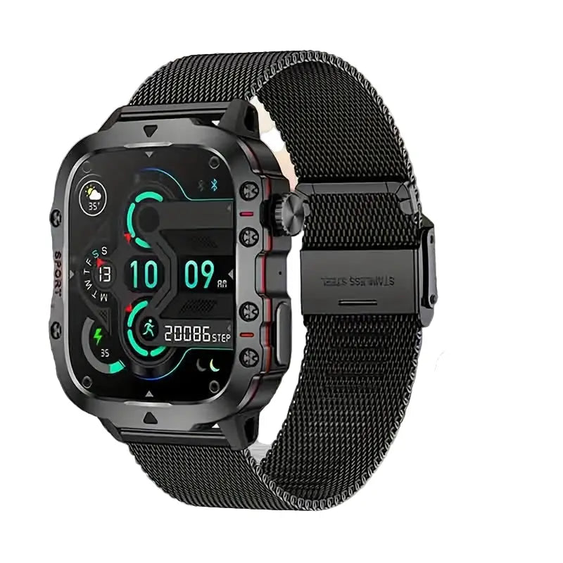 LIGE Men’s Smartwatch – Voice Assistant Breathing Exercises Raise-to-Wake Screen (4 colours available) - Mesh Black