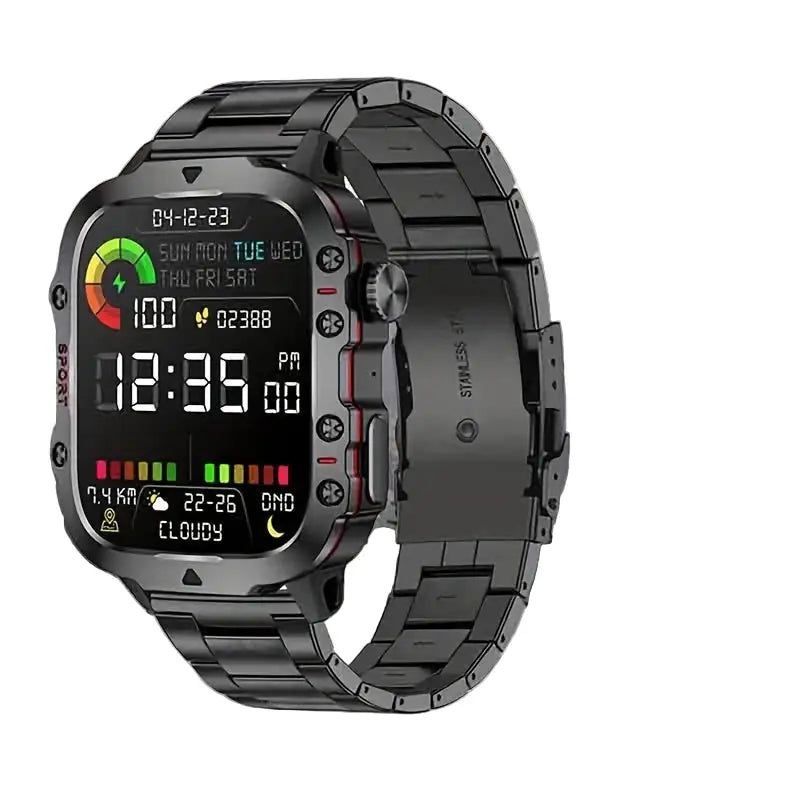 LIGE Men’s Smartwatch – Voice Assistant Breathing Exercises Raise-to-Wake Screen (4 colours available) - Steel Black