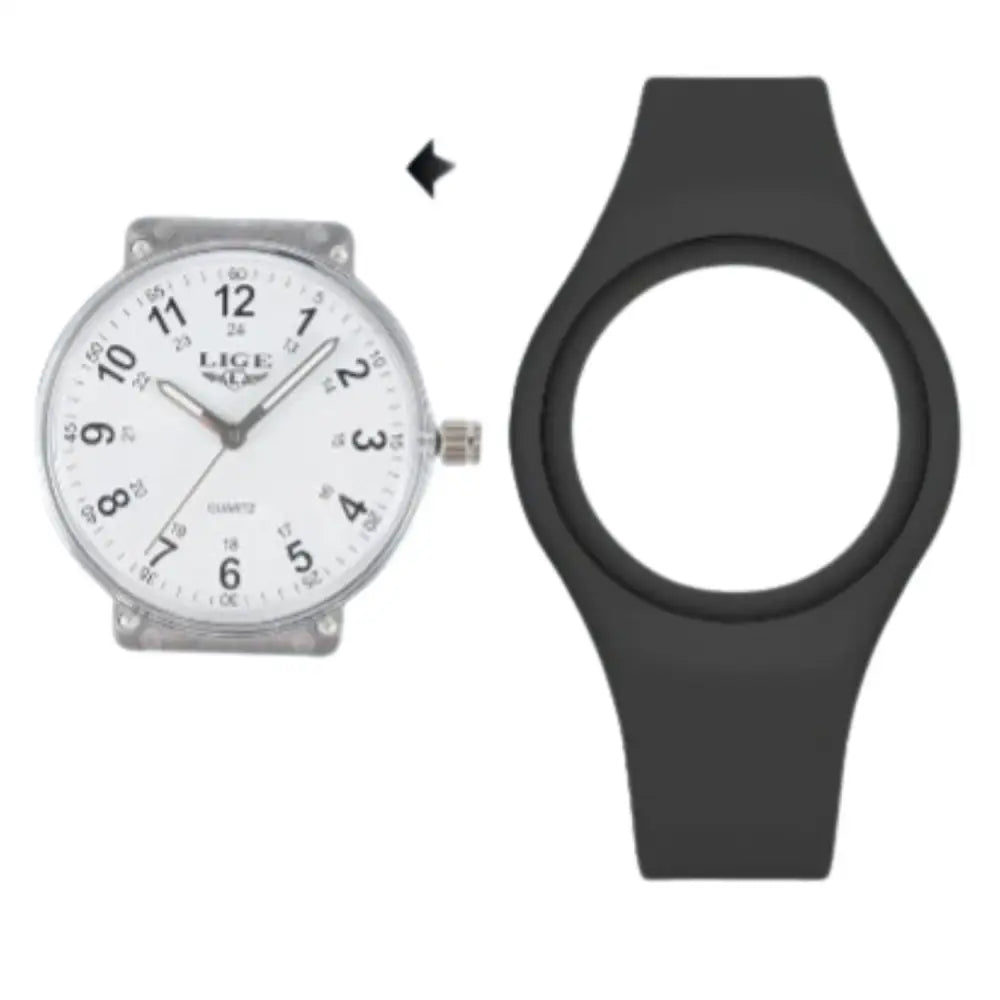 LIGE Minimalist Silicone Quartz Watch – Unisex Design (Available in Multiple Colour Combinations) - TWS