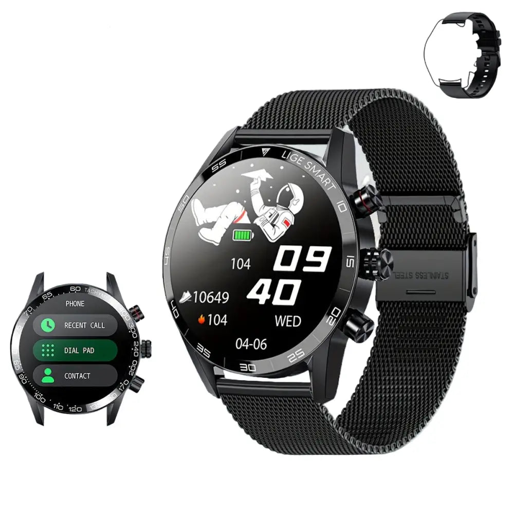 LIGE Multifunctional Sports Smart Watch (8 different styles available) - Mesh Belt Black - TWS