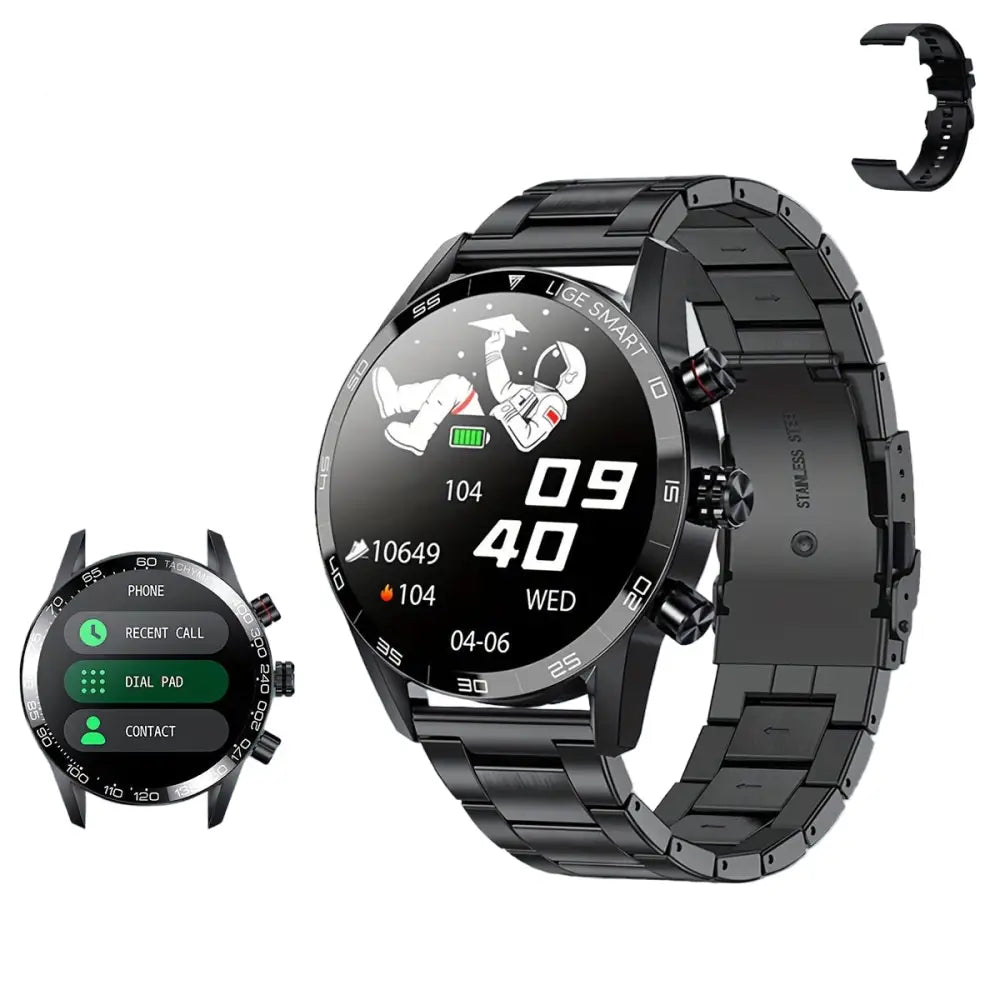 LIGE Multifunctional Sports Smart Watch (8 different styles available) - Steel Belt Black - TWS