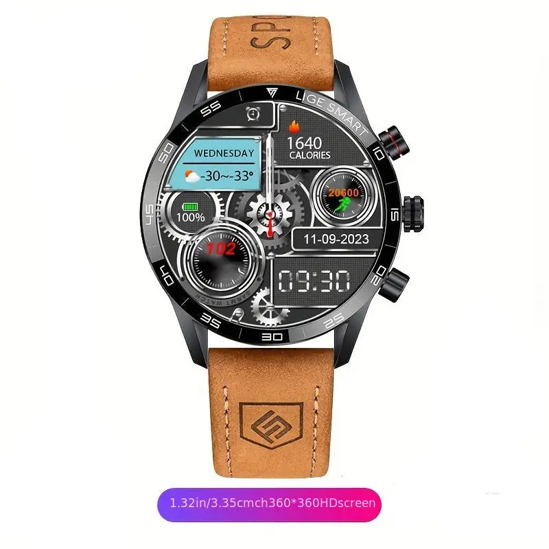 LIGE Multifunctional Sports Smart Watch (8 different styles available) - Brown Strap with Black Shell - TWS