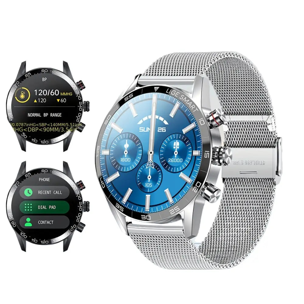 LIGE Multifunctional Sports Smart Watch (8 different styles available) - Mesh Belt Silvery - TWS