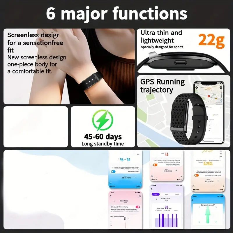 LIGE No-Screen Fitness Smartwatch – Ultra-Thin & Lightweight (available in 4 colours) - TWS