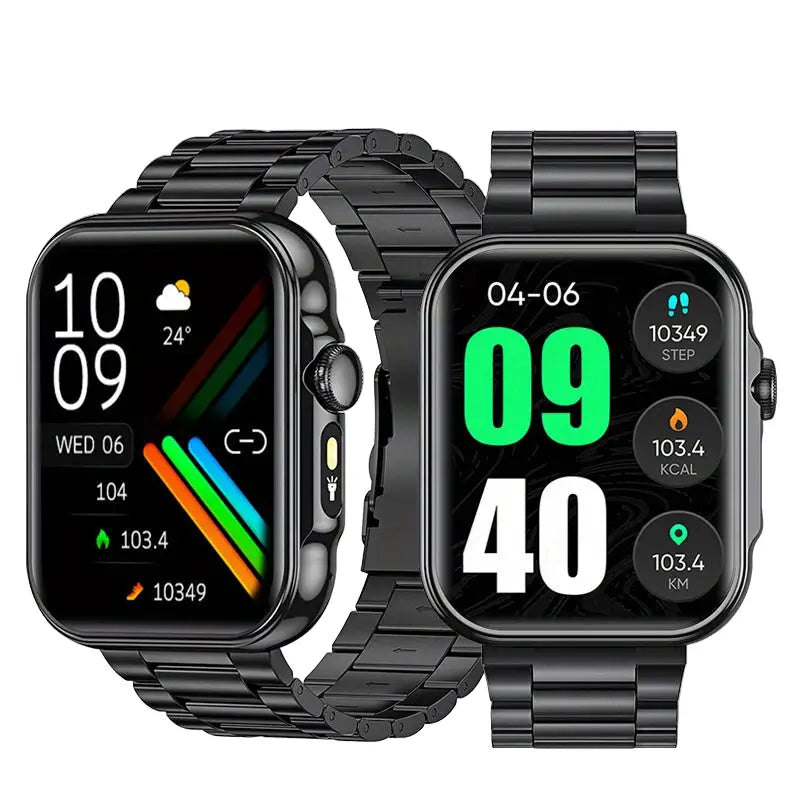 LIGE Outdoor Smart Watch – Large HD Screen AI Voice Assistant - Black-Steel - TWS