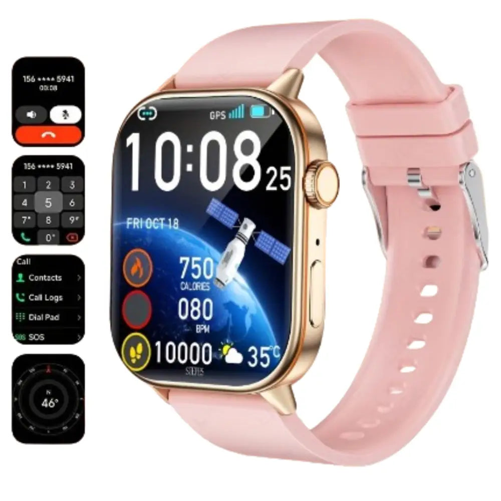 LIGE Outdoor Smartwatch – Large Screen with Compass & Music (10 different styles available) - Pink - TWS