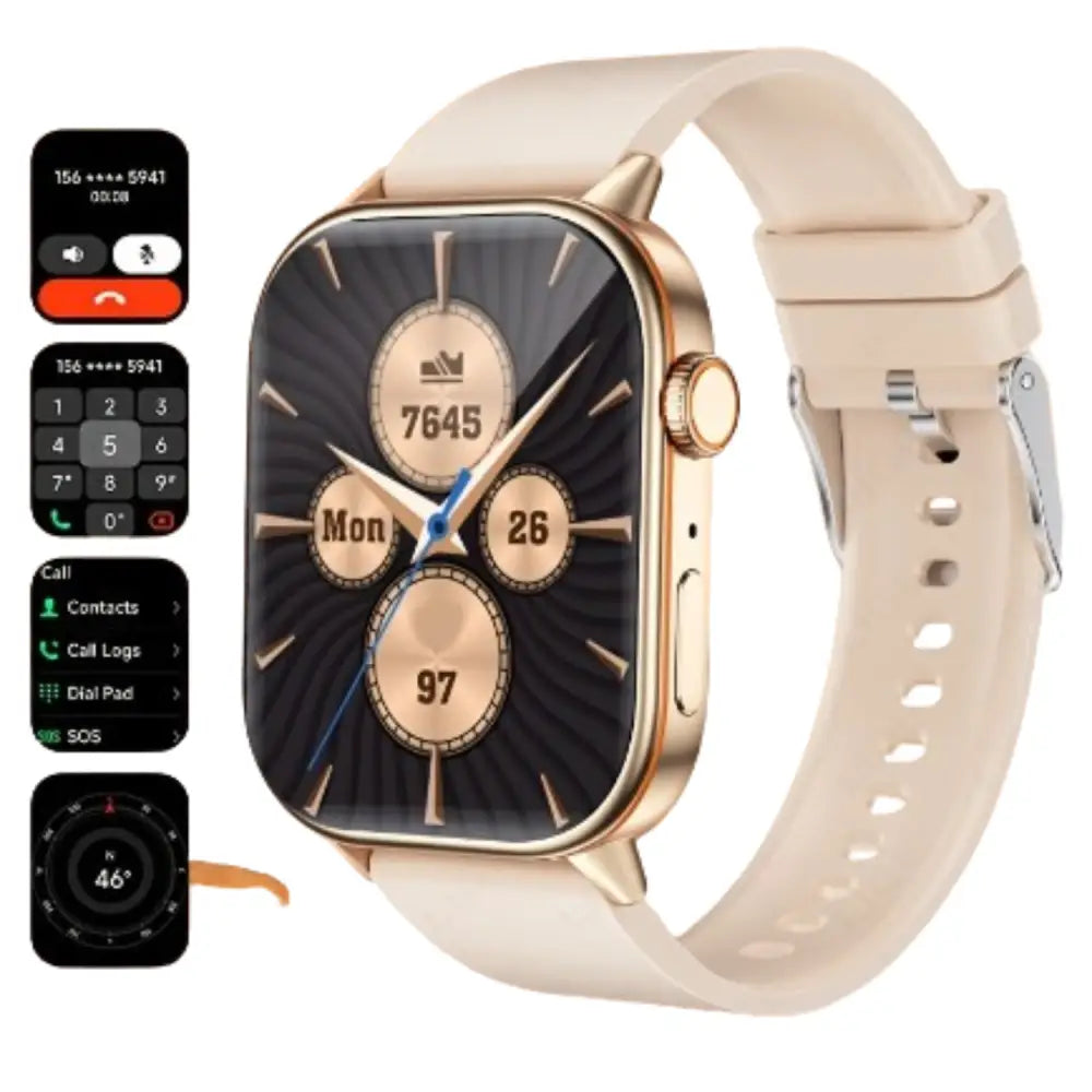 LIGE Outdoor Smartwatch – Large Screen with Compass & Music (10 different styles available) - Beige - TWS