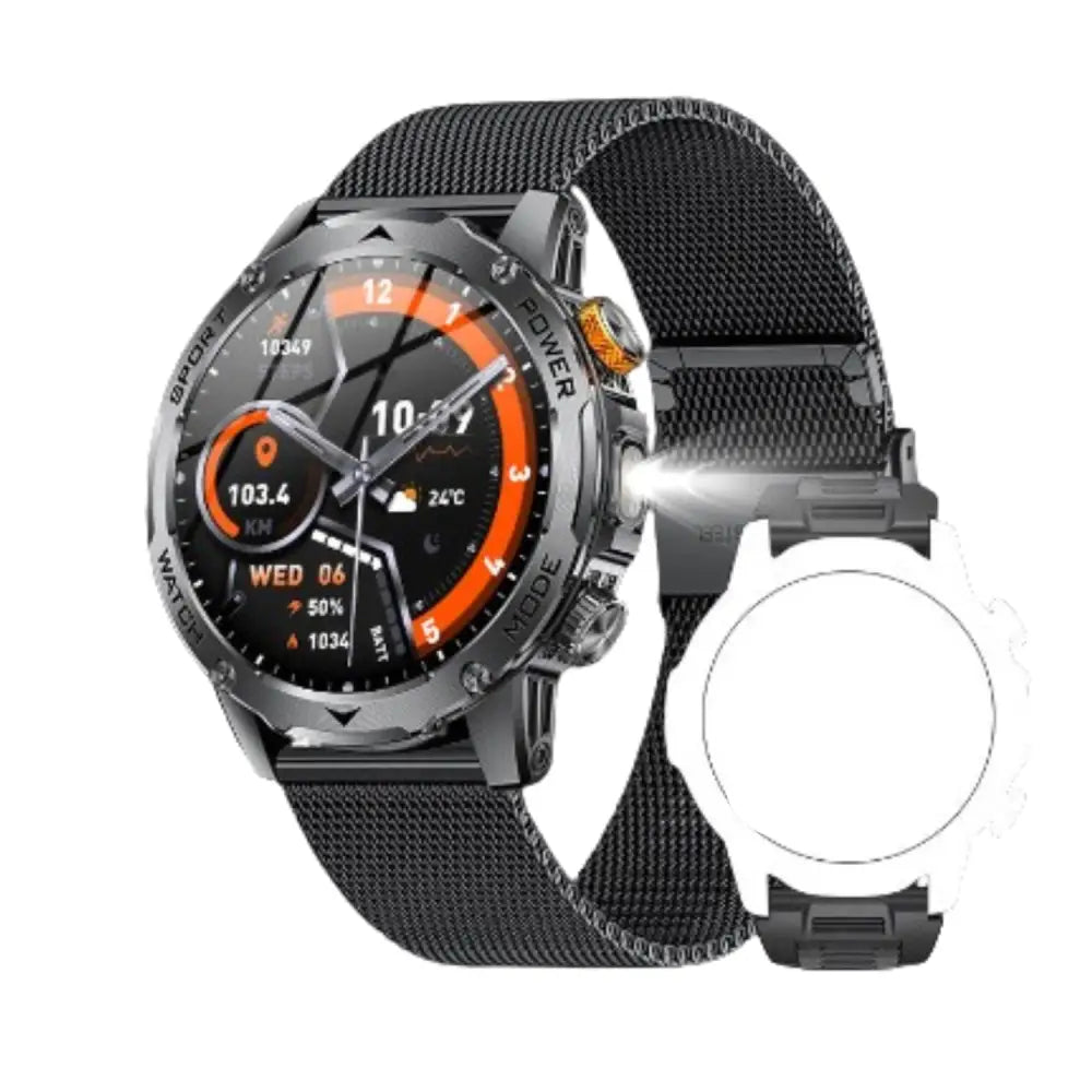 LIGE Smart Sports Watch – 1.7’’ HD Screen 15-Day Battery Wireless Calls (6 designs available) - Black Mesh - TWS