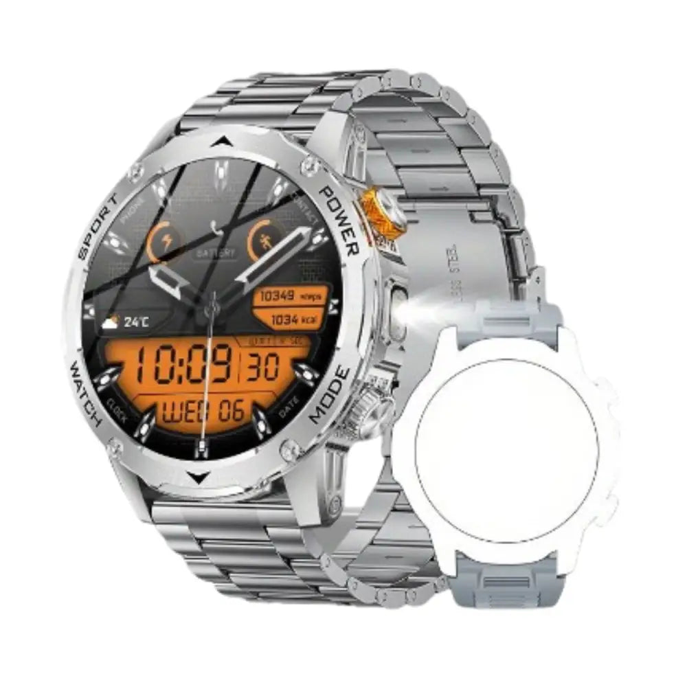 LIGE Smart Sports Watch – 1.7’’ HD Screen 15-Day Battery Wireless Calls (6 designs available) - Silvery Steel - TWS