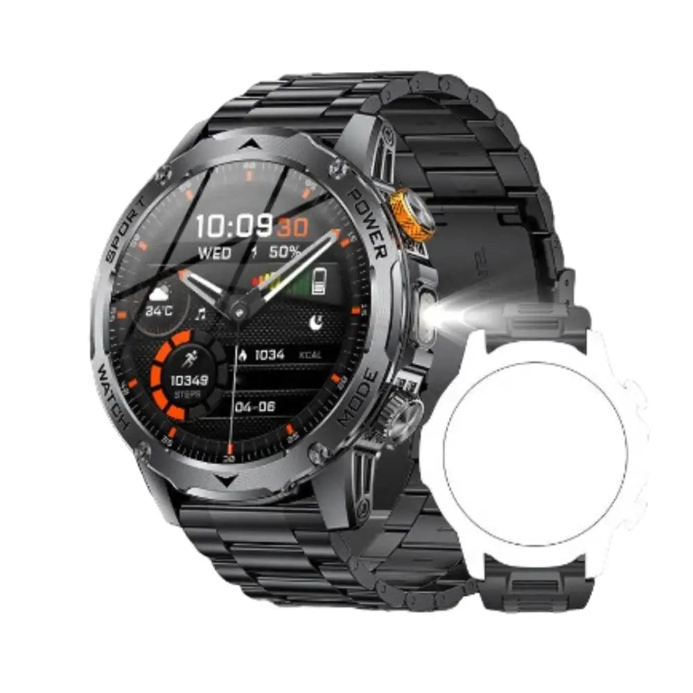 LIGE Smart Sports Watch – 1.7’’ HD Screen 15-Day Battery Wireless Calls (6 designs available) - Black Steel - TWS