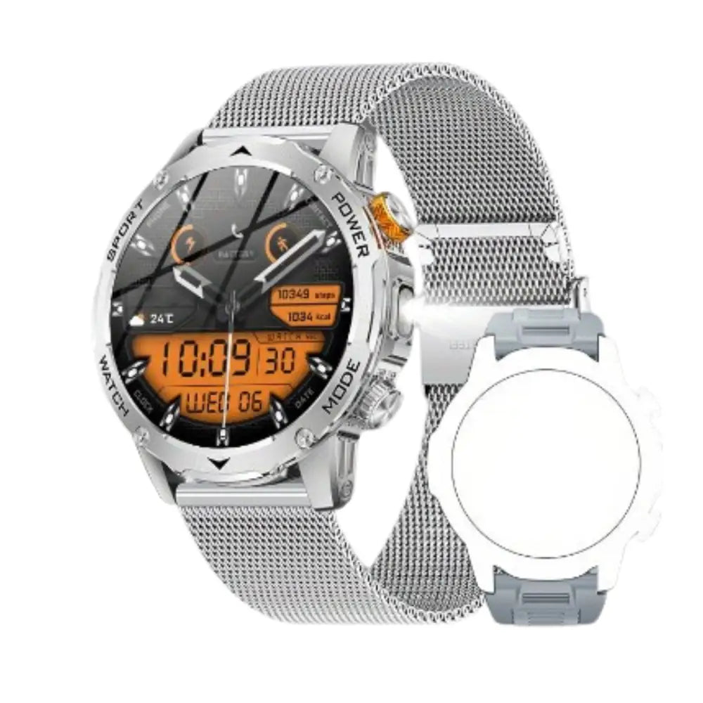 LIGE Smart Sports Watch – 1.7’’ HD Screen 15-Day Battery Wireless Calls (6 designs available) - Silvery Net - TWS