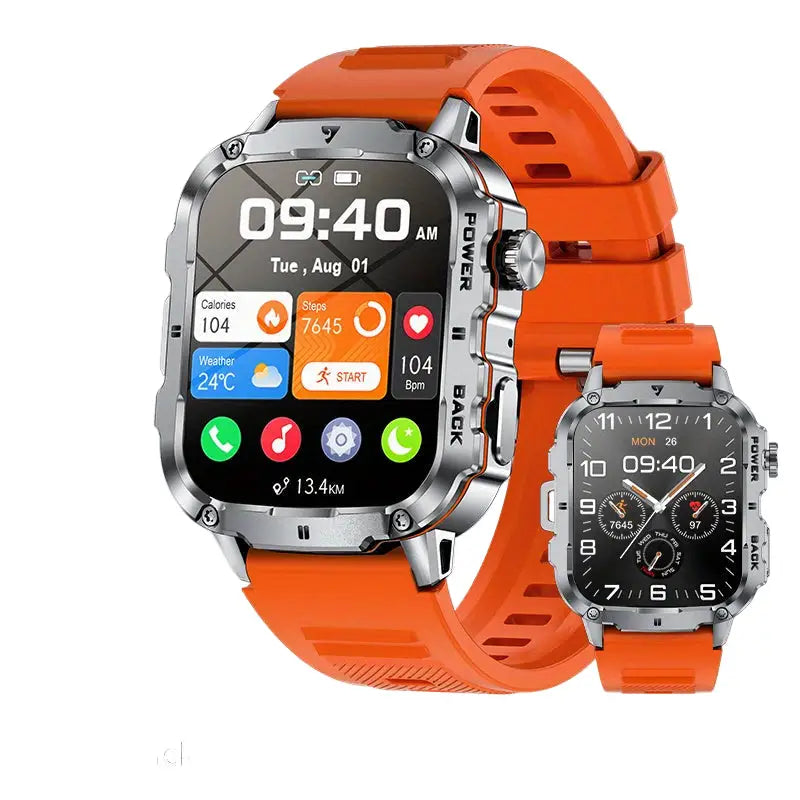 LIGE Smart Sports Watch – HD Touch Screen with Call Function (8 models available) - Orange Silicone Band-K - TWS