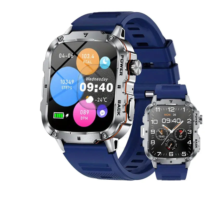 LIGE Smart Sports Watch – HD Touch Screen with Call Function (8 models available) - Blue Silicone Band - TWS