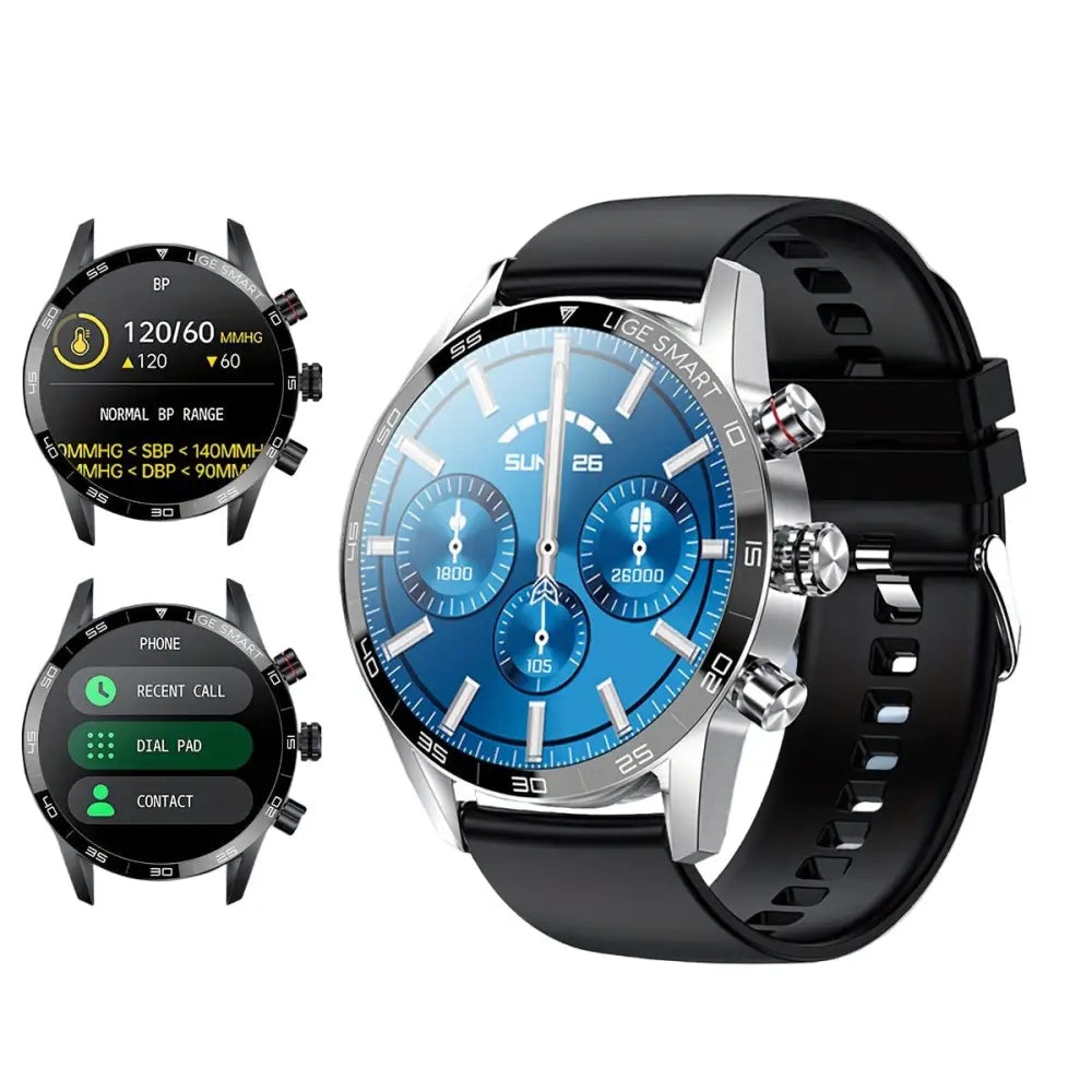 LIGE Smart Watch – Full Touch Screen with Multi-Sport Modes (10 colours available) - Silicone Silvery - TWS