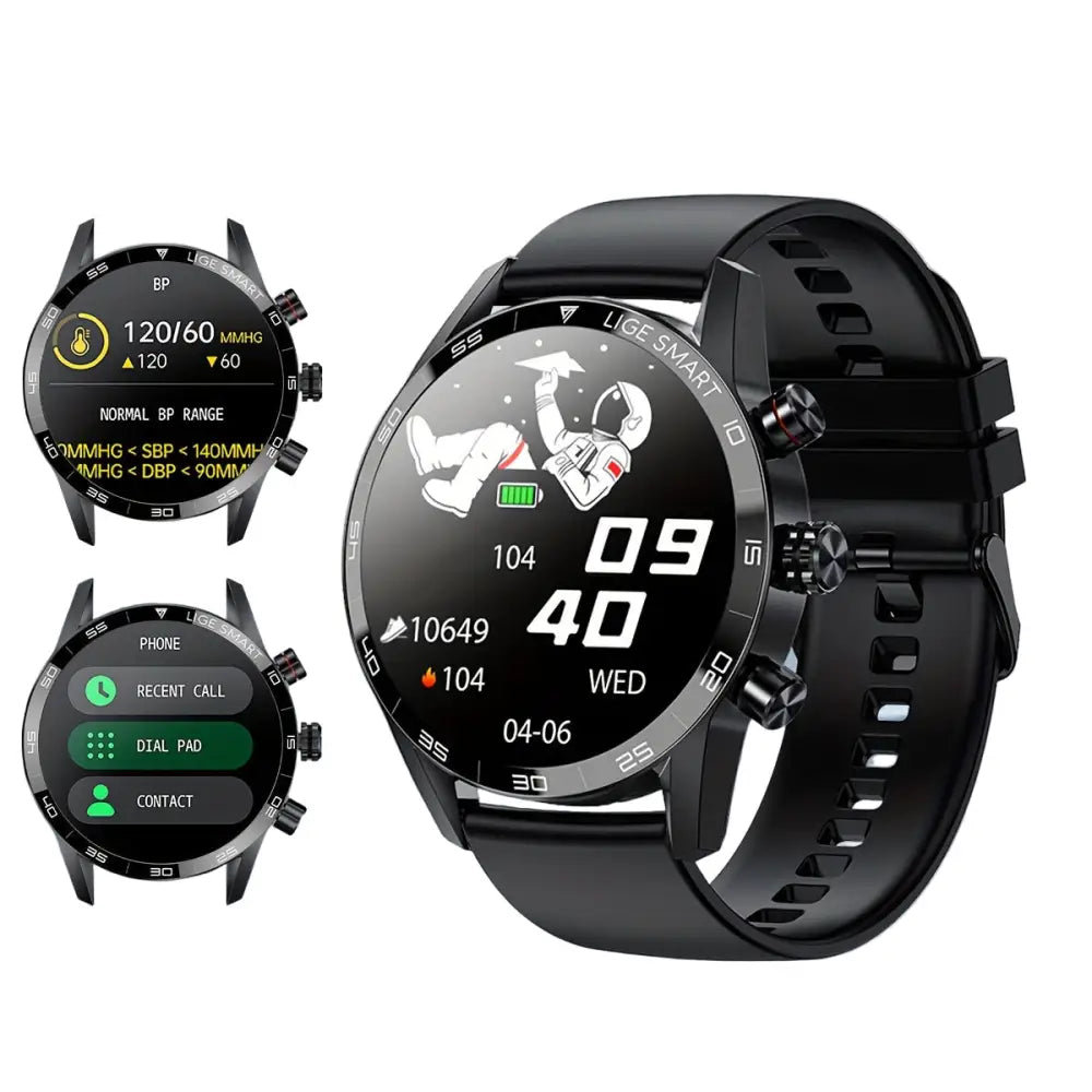 LIGE Smart Watch – Full Touch Screen with Multi-Sport Modes (10 colours available) - Silicone Black - TWS