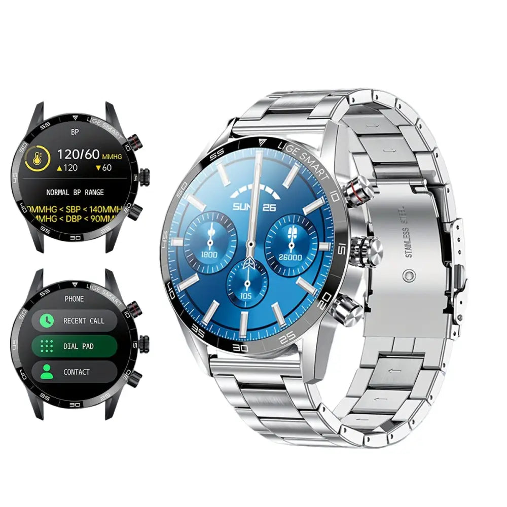 LIGE Smart Watch – Full Touch Screen with Multi-Sport Modes (10 colours available) - Steel Silvery - TWS