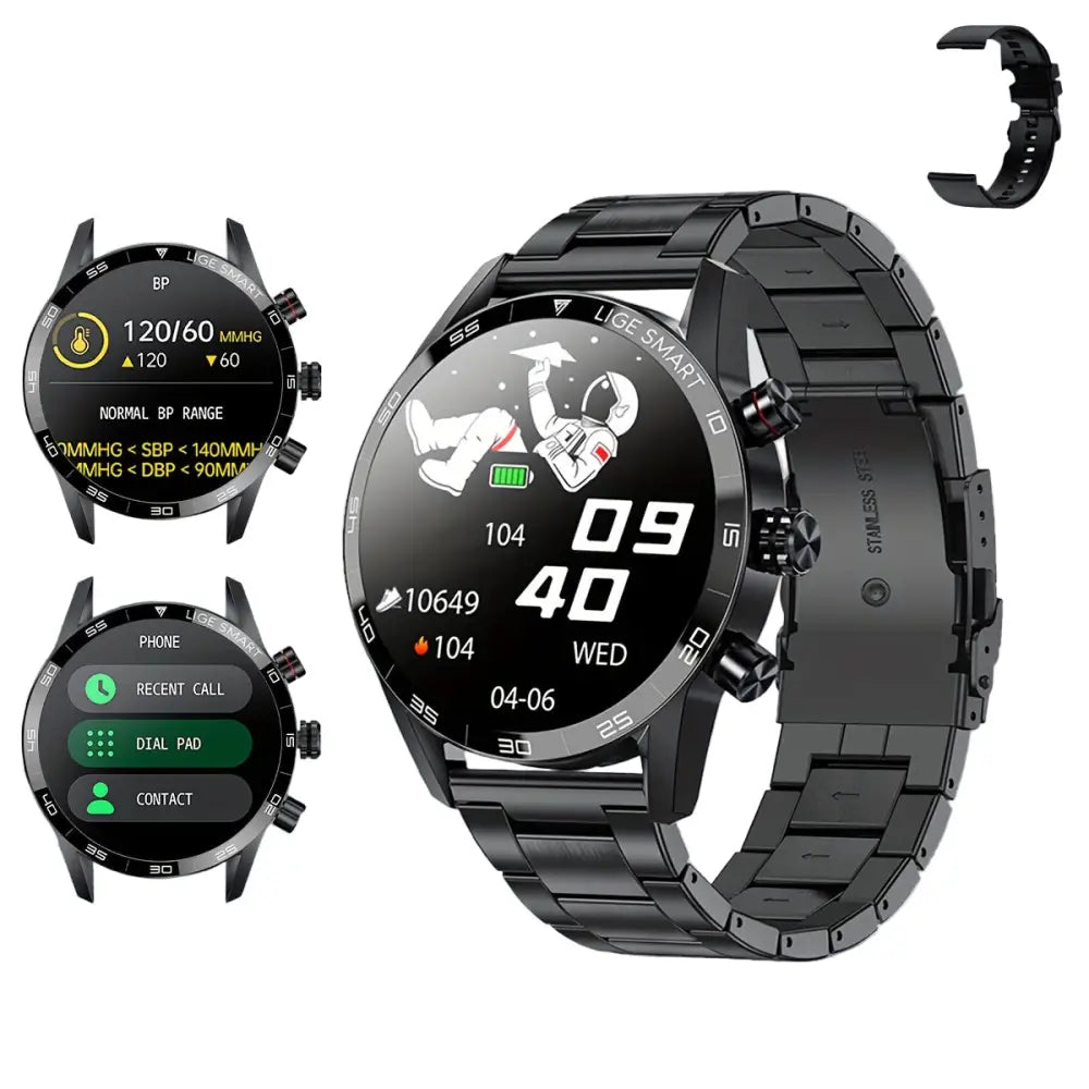 LIGE Smart Watch – Full Touch Screen with Wireless Calls (4 different types available) - Steel Strip Silvery - TWS