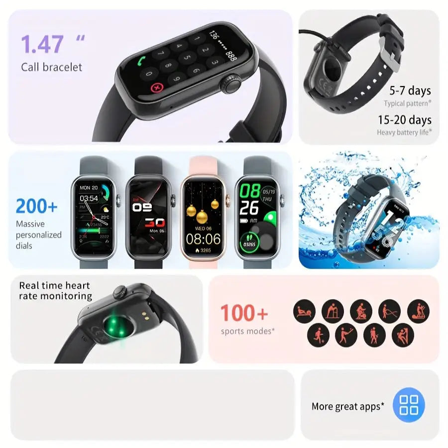 LIGE Smart Watch – HD TFT Display with Wireless Calls 100+ Sports Modes (available in 3 colours) - TWS