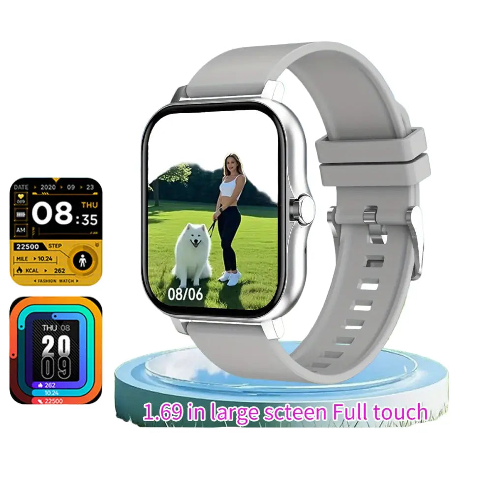 LIGE Smart Watch – Ultra-Thin Design with Wireless Calls (8 colours available) - Gray Silicon - TWS
