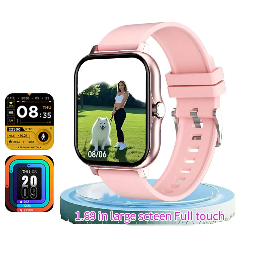 LIGE Smart Watch – Ultra-Thin Design with Wireless Calls (8 colours available) - Pink Silicon - TWS
