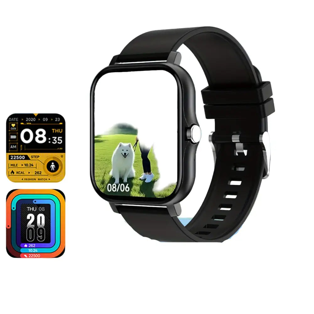LIGE Smart Watch – Ultra-Thin Design with Wireless Calls (8 colours available) - Black Silicon - TWS