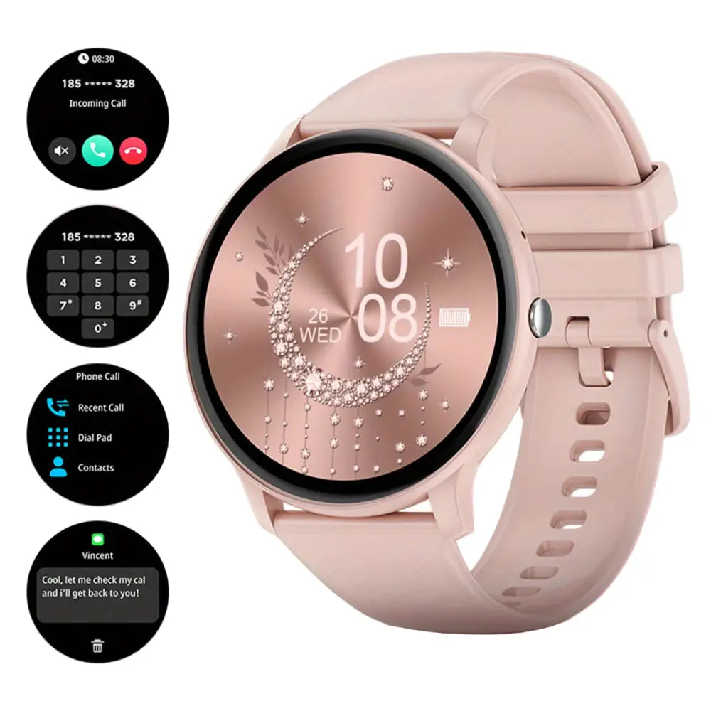 LIGE Smartwatch – Multi-Colour Silicone Strap (11 colours available) - Pink - TWS