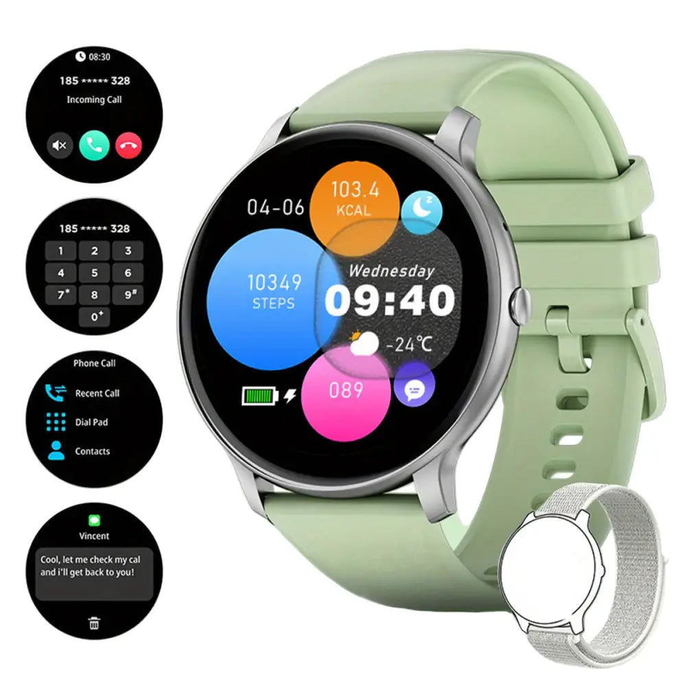LIGE Smartwatch – Multi-Colour Silicone Strap (11 colours available) - Green Silicone Band - TWS