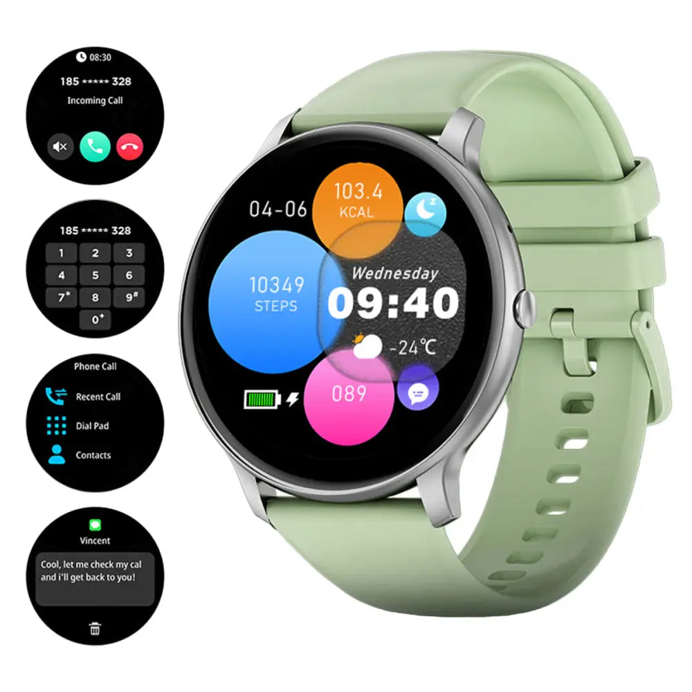 LIGE Smartwatch – Multi-Colour Silicone Strap (11 colours available) - Green - TWS