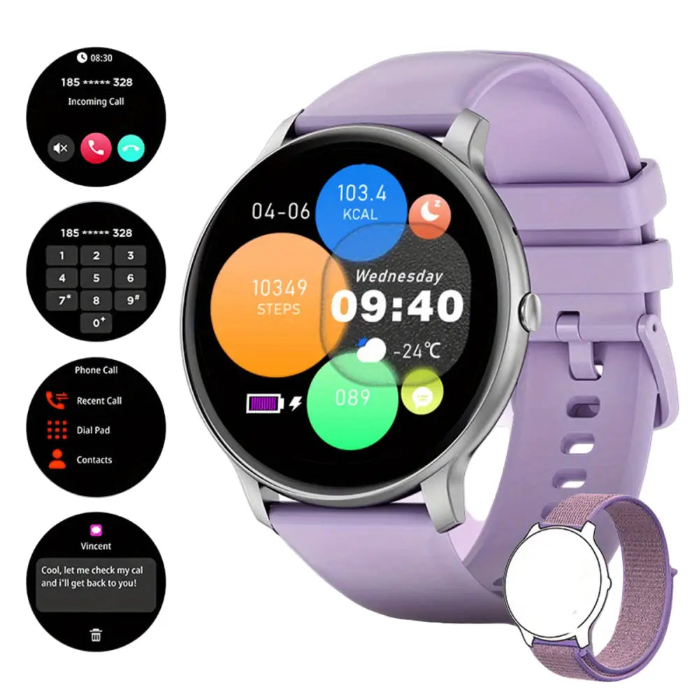 LIGE Smartwatch – Multi-Colour Silicone Strap (11 colours available) - Purple Silicone Band - TWS