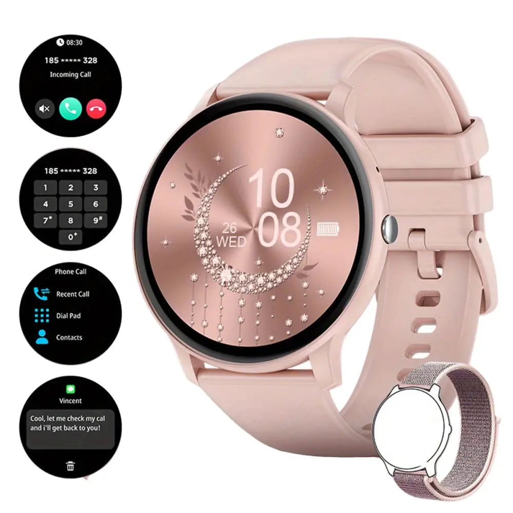 LIGE Smartwatch – Multi-Colour Silicone Strap (11 colours available) - Pink Silicone Band - TWS