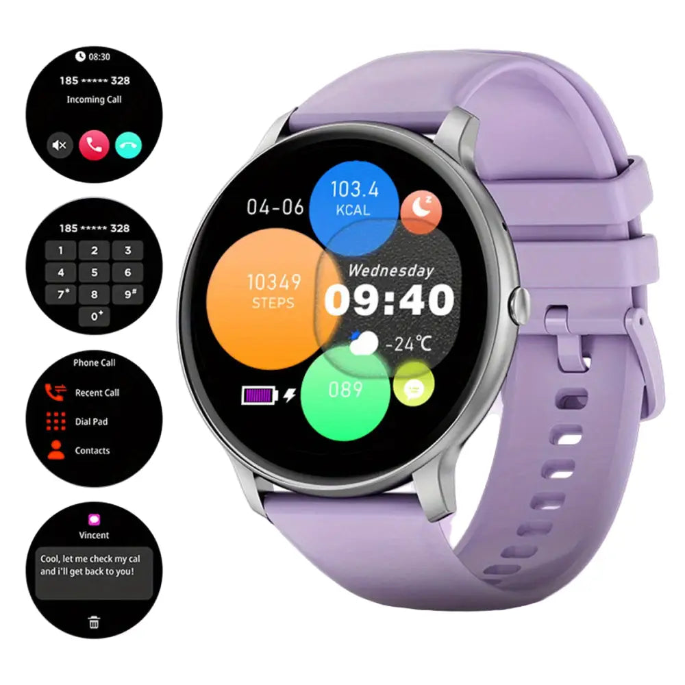 LIGE Smartwatch – Multi-Colour Silicone Strap (11 colours available) - Purple - TWS