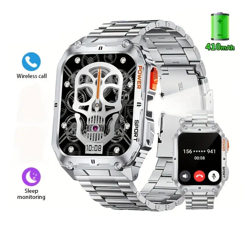 LIGE Smartwatch – Wireless Calling 100+ Sports Modes AI Voice (4 types available) - Steel Strip Silvery - TWS