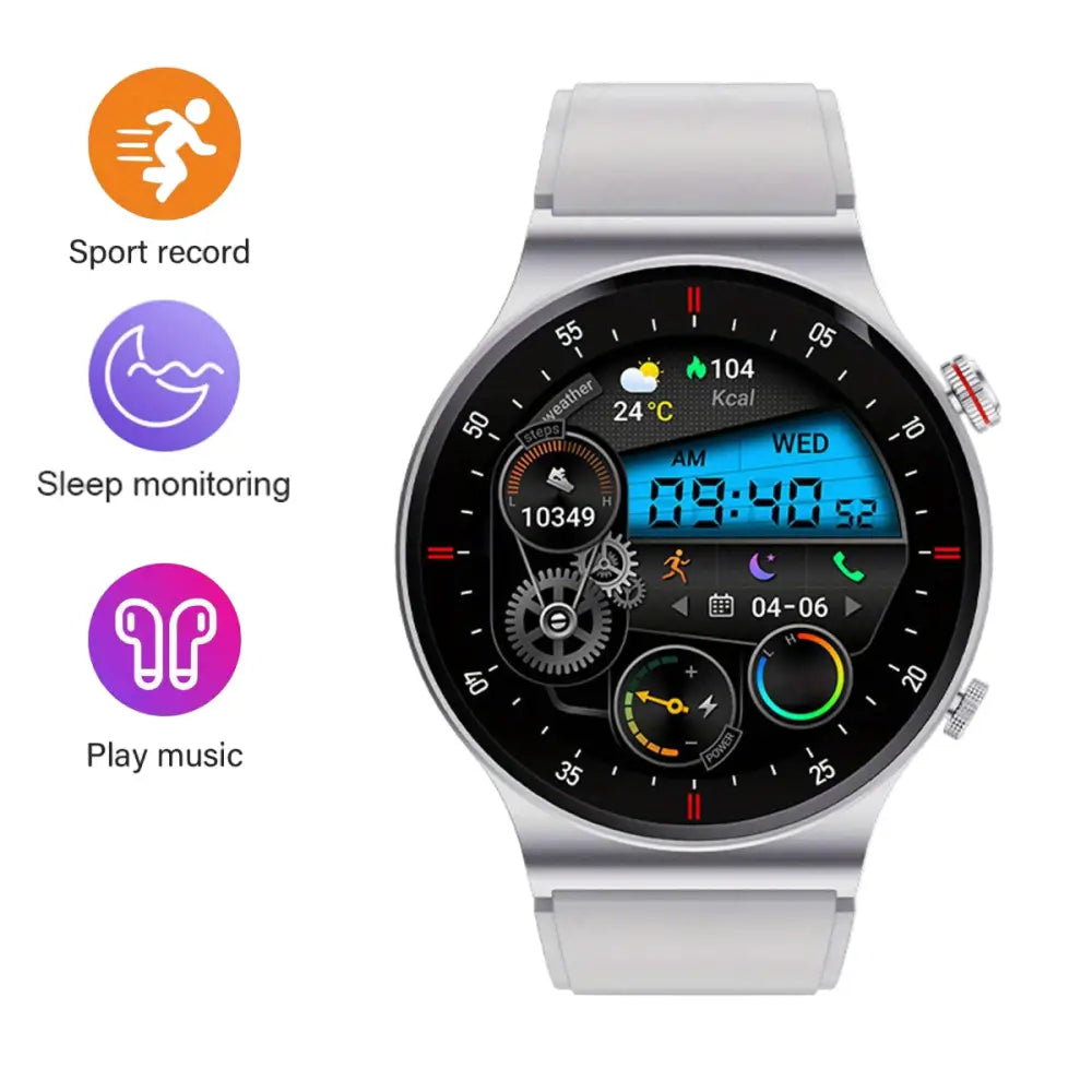 LIGE Sports Watch with Step Counter Alarm Wireless Calls Weather Forecast (8 types available) - Rubber Silvery Shell