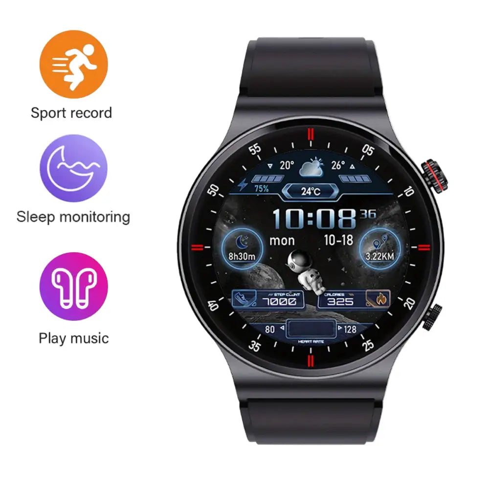 LIGE Sports Watch with Step Counter Alarm Wireless Calls Weather Forecast (8 types available) - Rubber Black Shell - TWS