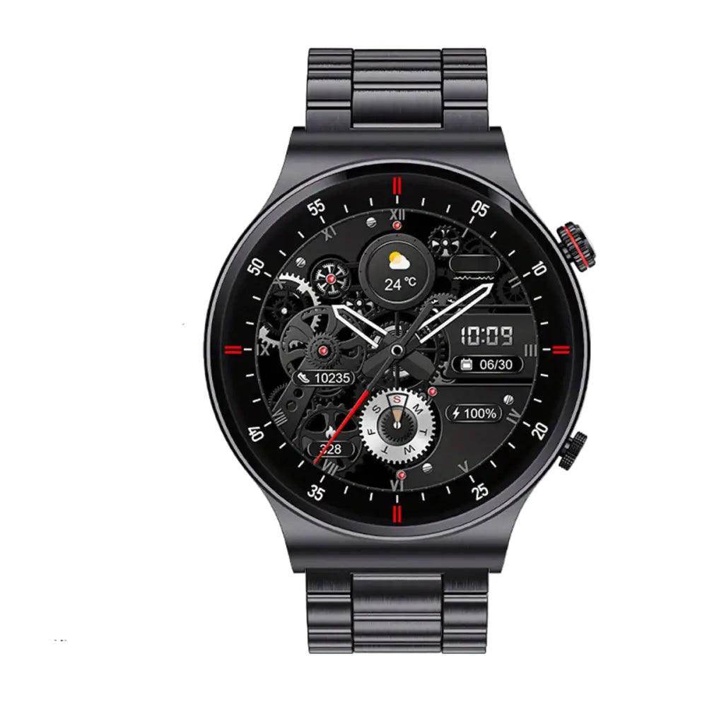 LIGE Sports Watch with Step Counter Alarm Wireless Calls Weather Forecast (8 types available) - Steel Belt Black Shell