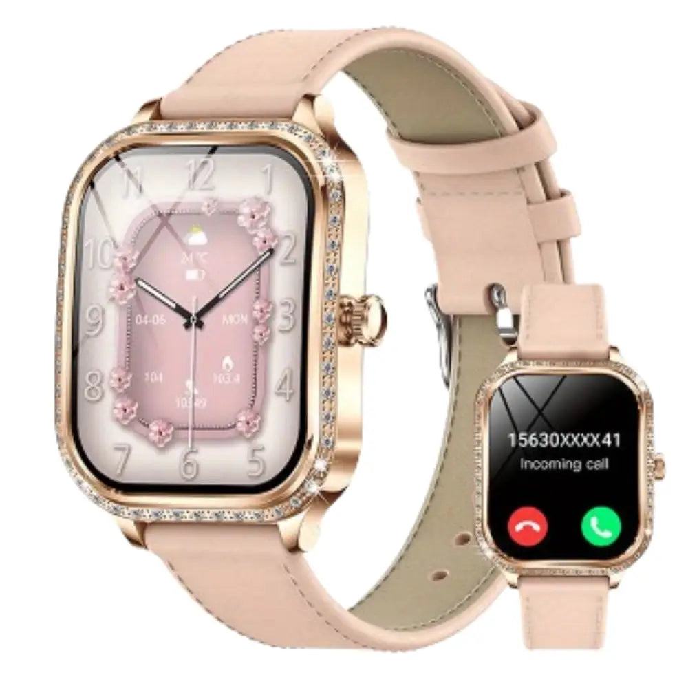 LIGE Women’s Smartwatch – TFT HD Curved Screen Wireless Calls Voice Assistant (6 types available) - Pink Belt - TWS