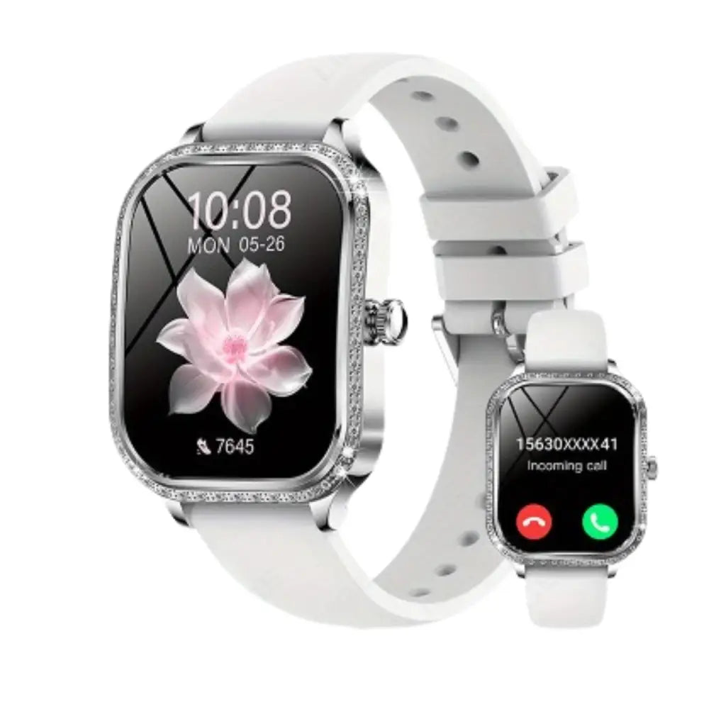 LIGE Women’s Smartwatch – TFT HD Curved Screen Wireless Calls Voice Assistant (6 types available) - Gray-Silicone - TWS