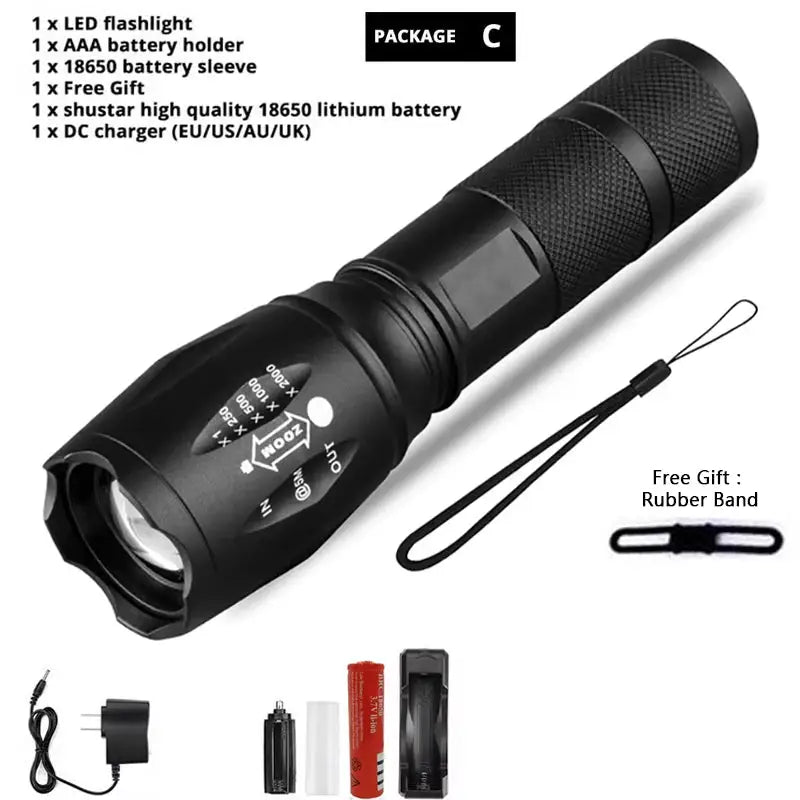 Litwod XML T6 LED Rechargeable Flashlight - Package C / T6-4000 Lumens