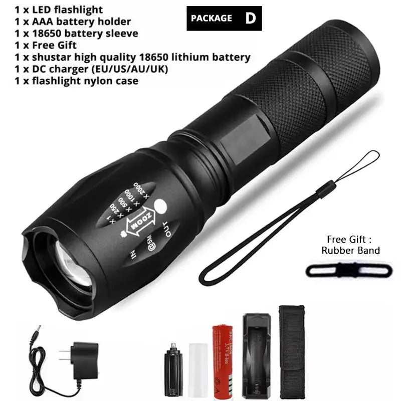 Litwod XML T6 LED Rechargeable Flashlight - Package D / T6-4000 Lumens