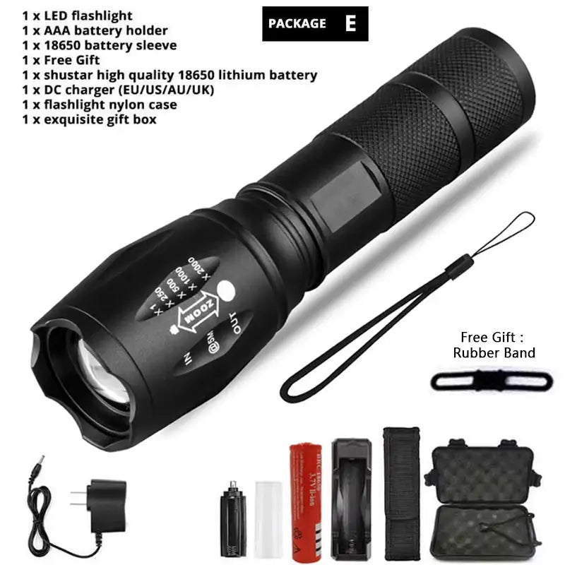 Litwod XML T6 LED Rechargeable Flashlight - Package E / T6-4000 Lumens