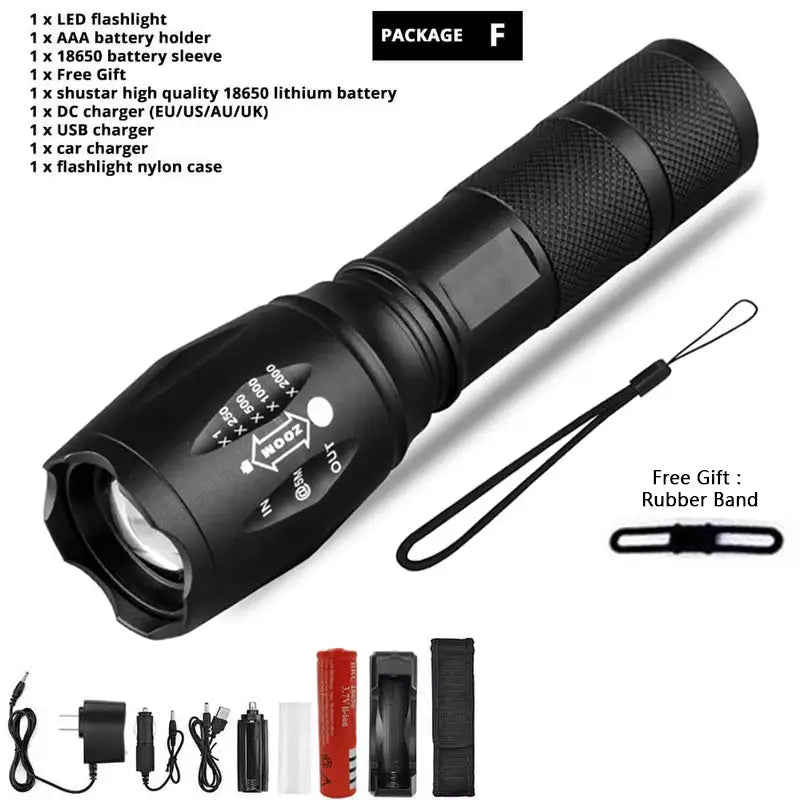 Litwod XML T6 LED Rechargeable Flashlight - Package F / T6-4000 Lumens