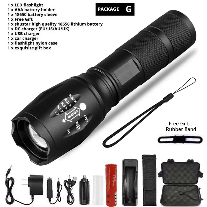 Litwod XML T6 LED Rechargeable Flashlight - Package G / T6-4000 Lumens