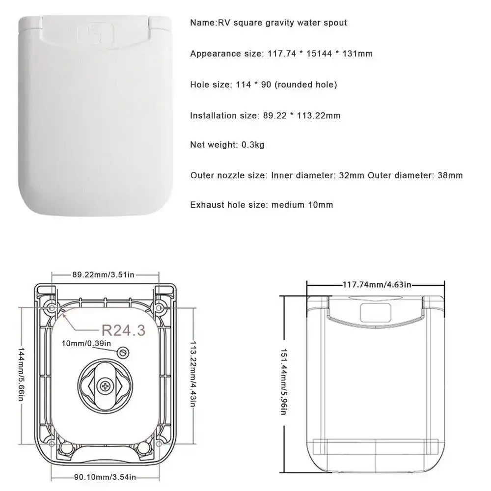 Lockable RV / Caravan Gravity Water Inlet - White - SS