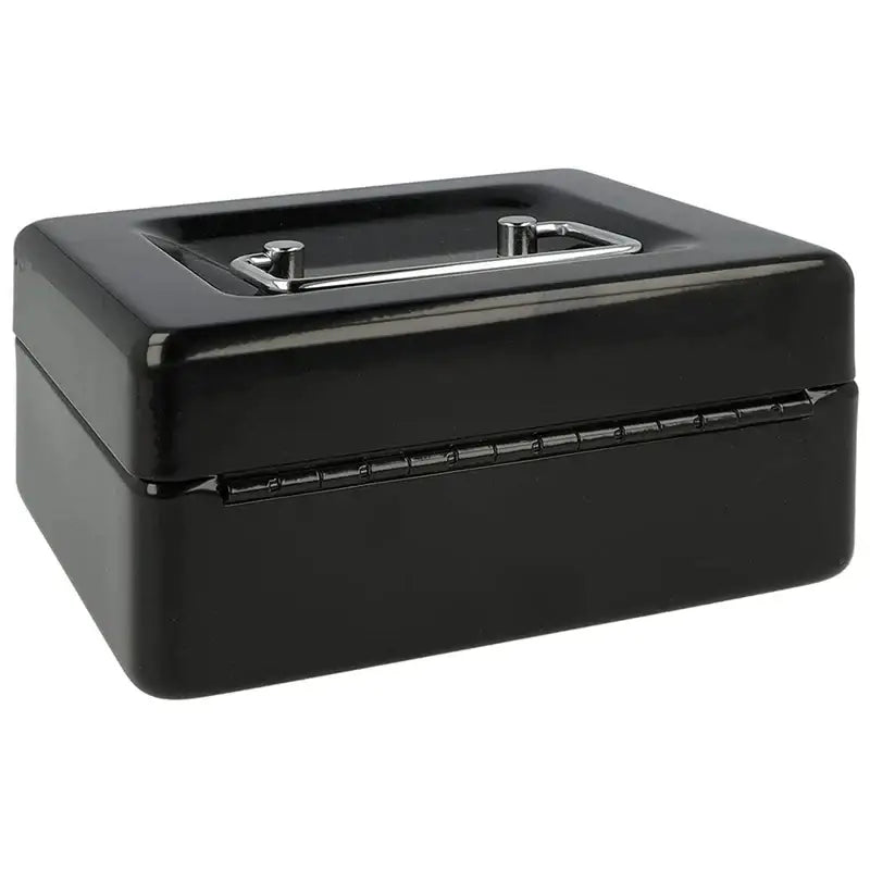 Locking Metal Cash Box With Removable Coin Tray And Key Lock 150X120x8mm - Black