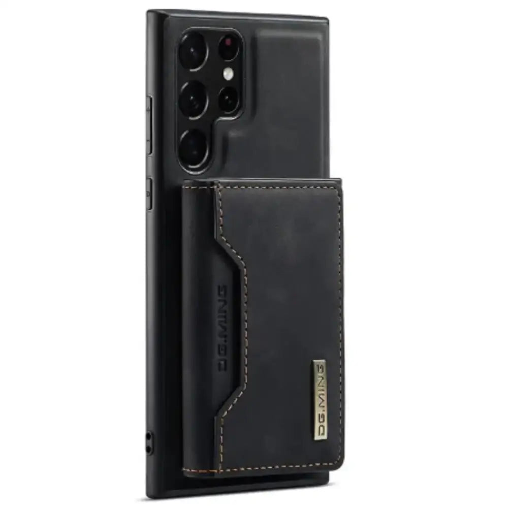 M2 Magnetic Leather Case for Samsung (Black with Bag)