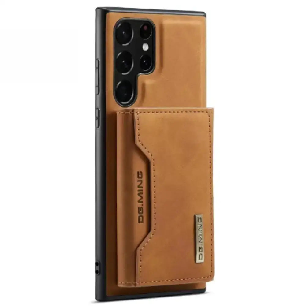 M2 Magnetic Leather Case for Samsung (Brown with Bag)