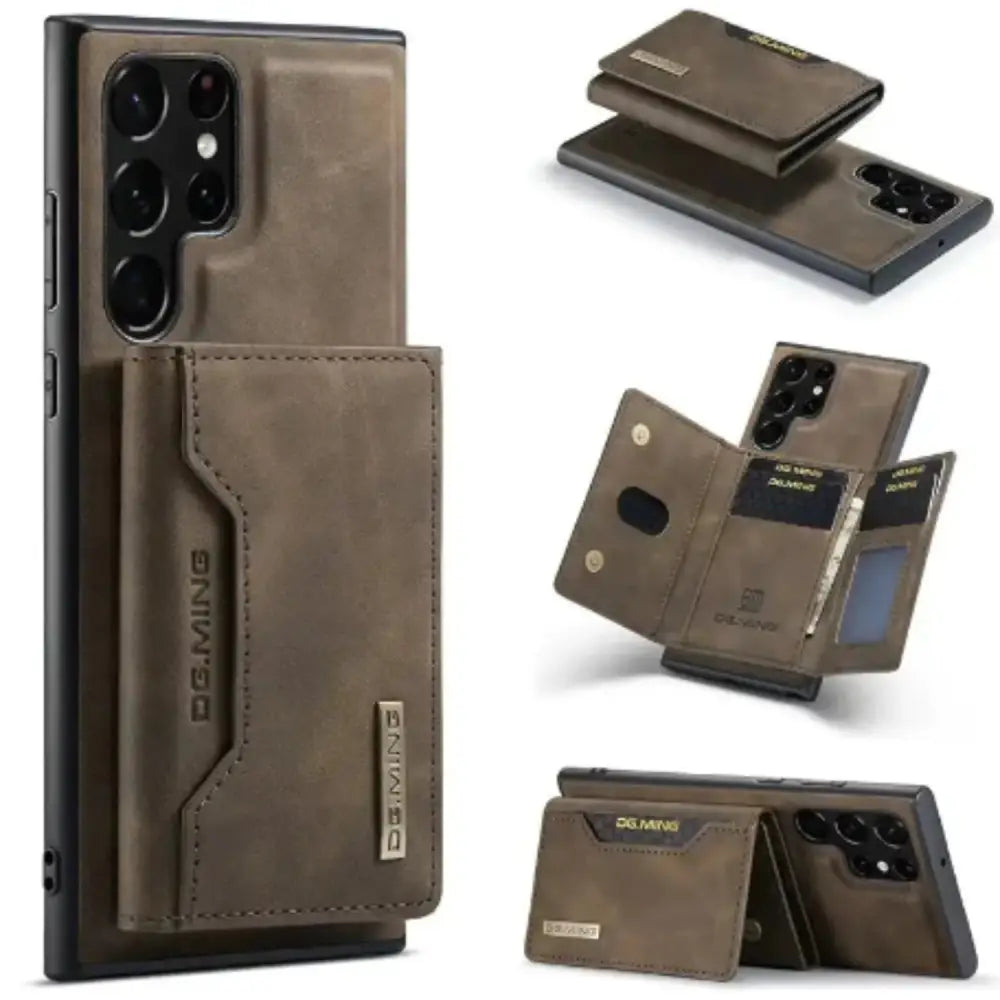 M2 Magnetic Leather Case for Samsung (Coffee with Bag)